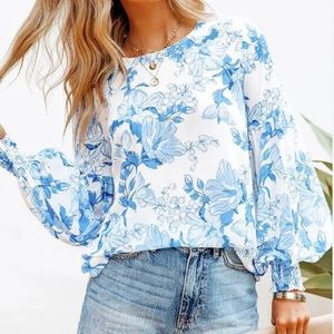 Gorgeous Floral Blue Blouse for Women